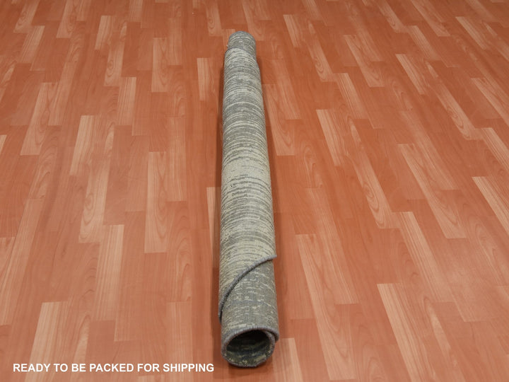 6'0" x 6'0" New Hand Knotted Grey Wool Round Oriental Rug - MOA10275148