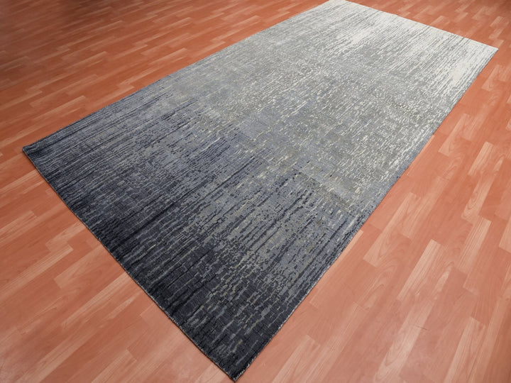 6'1" x 12'1" New Hand Knotted Grey Wool Runner Oriental Rug - MOA10275154