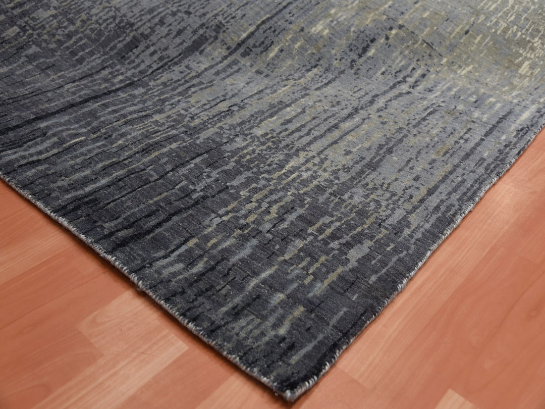 6'1" x 12'1" New Hand Knotted Grey Wool Runner Oriental Rug - MOA10275154