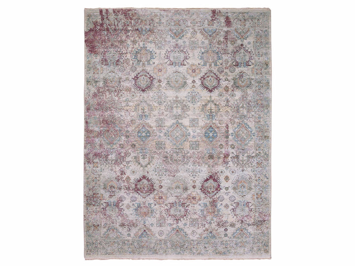 9'0" x 12'0" New Hand Knotted Ivory Wool Rectangle Oriental Rug - MOA10275165