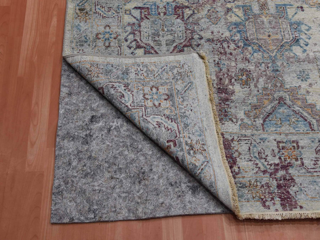 9'0" x 12'0" New Hand Knotted Ivory Wool Rectangle Oriental Rug - MOA10275165