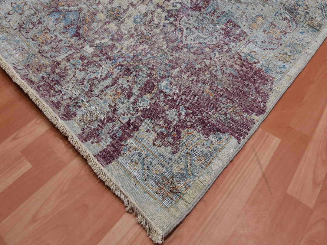 9'0" x 12'0" New Hand Knotted Ivory Wool Rectangle Oriental Rug - MOA10275165