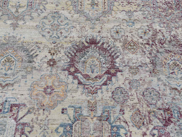 9'0" x 12'0" New Hand Knotted Ivory Wool Rectangle Oriental Rug - MOA10275165