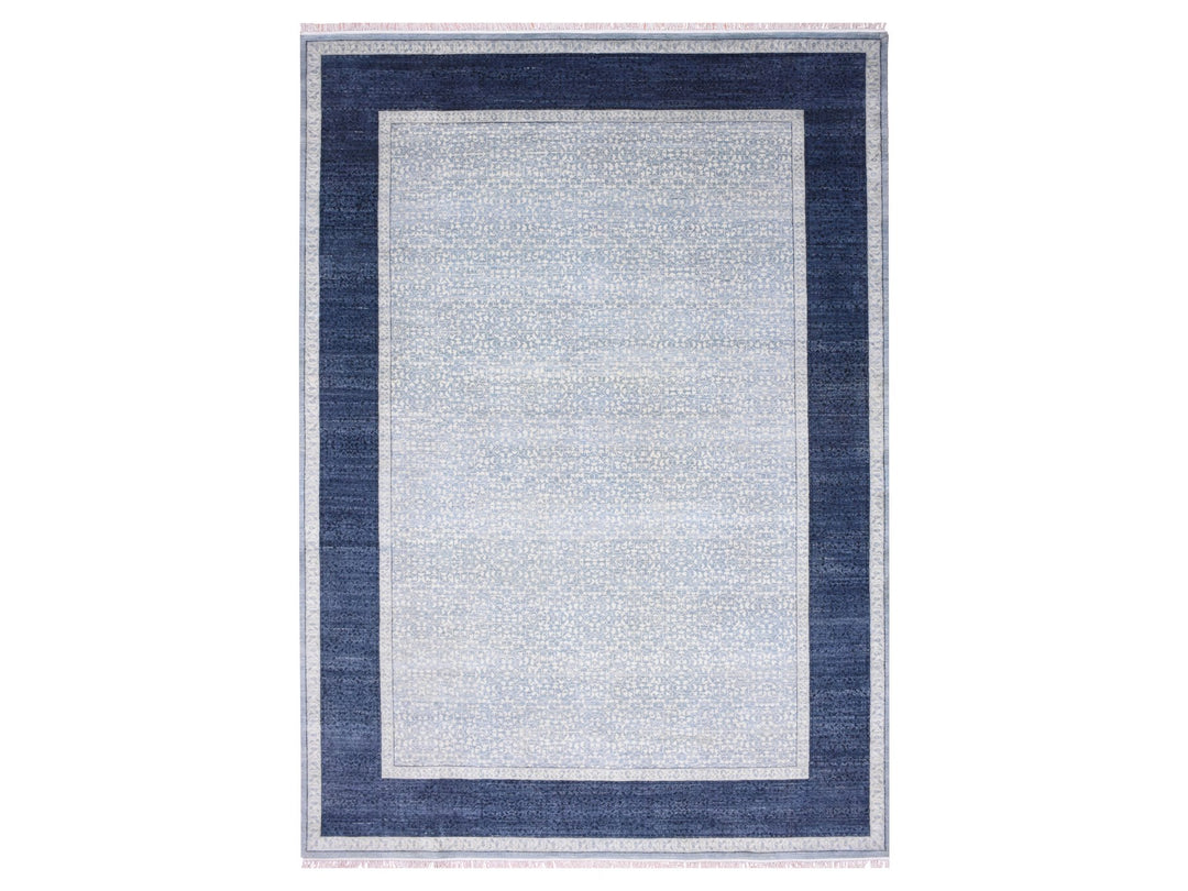 12'2" x 15'3" New Hand Knotted Blue Wool Rectangle Oriental Rug - MOA10275169