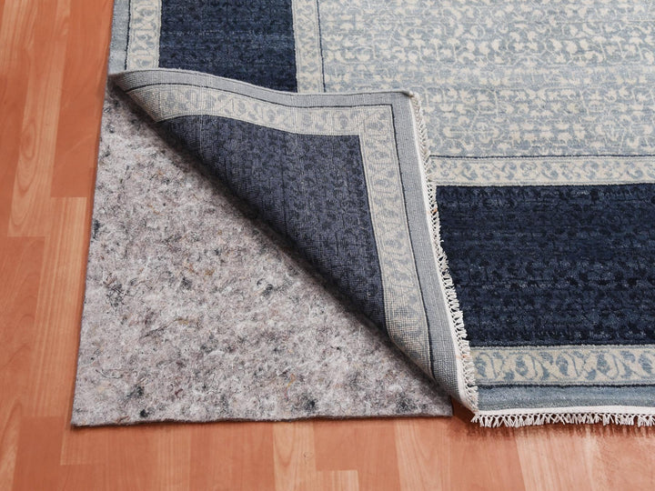 12'2" x 15'3" New Hand Knotted Blue Wool Rectangle Oriental Rug - MOA10275169