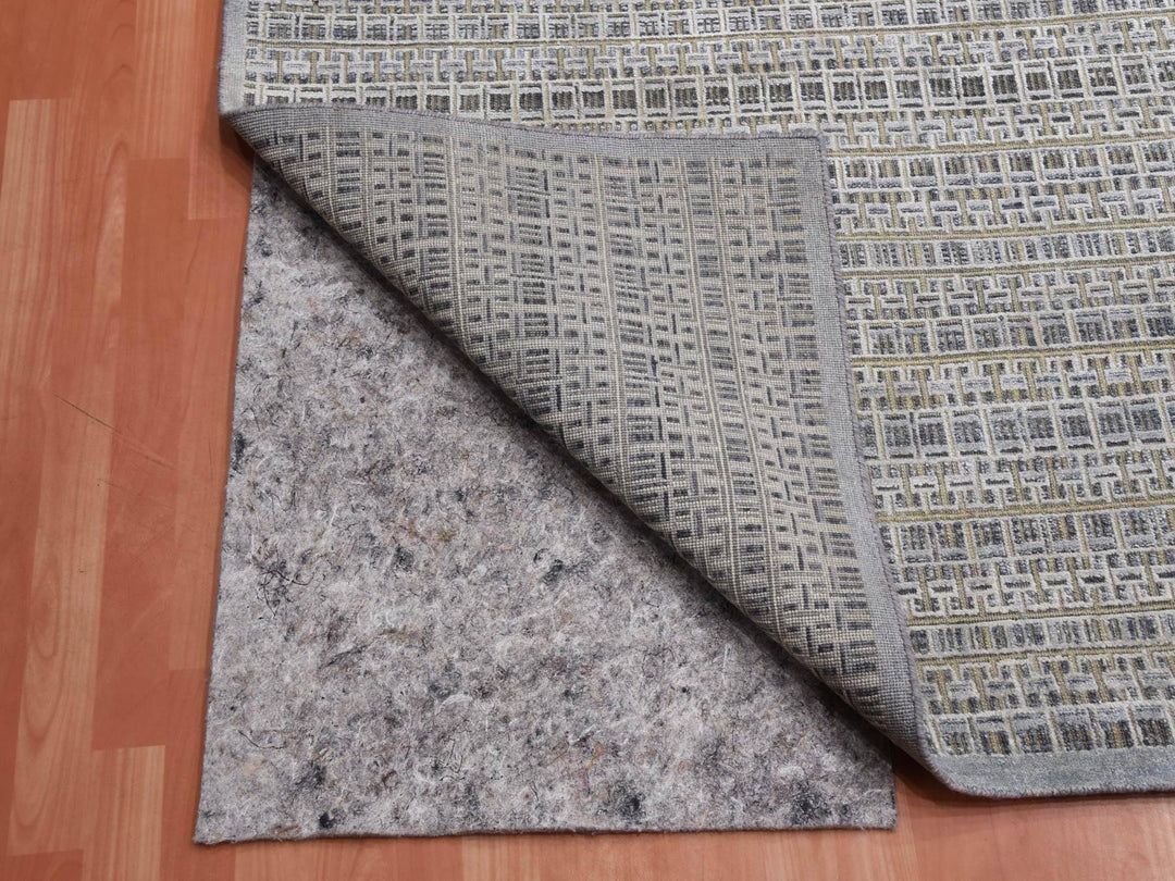 14'0" x 20'4" New Hand Knotted Grey Wool & Silk Rectangle Oriental Rug - MOA10275173