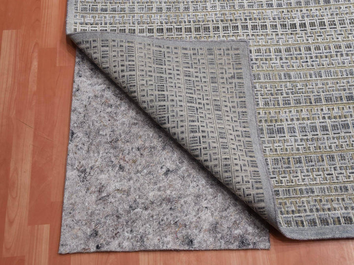 14'0" x 20'4" New Hand Knotted Grey Wool & Silk Rectangle Oriental Rug - MOA10275173