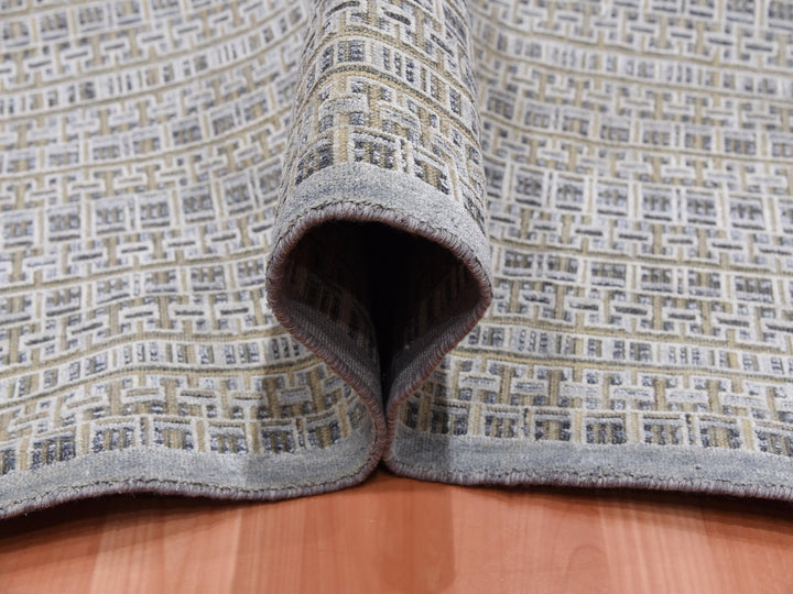 14'0" x 20'4" New Hand Knotted Grey Wool & Silk Rectangle Oriental Rug - MOA10275173