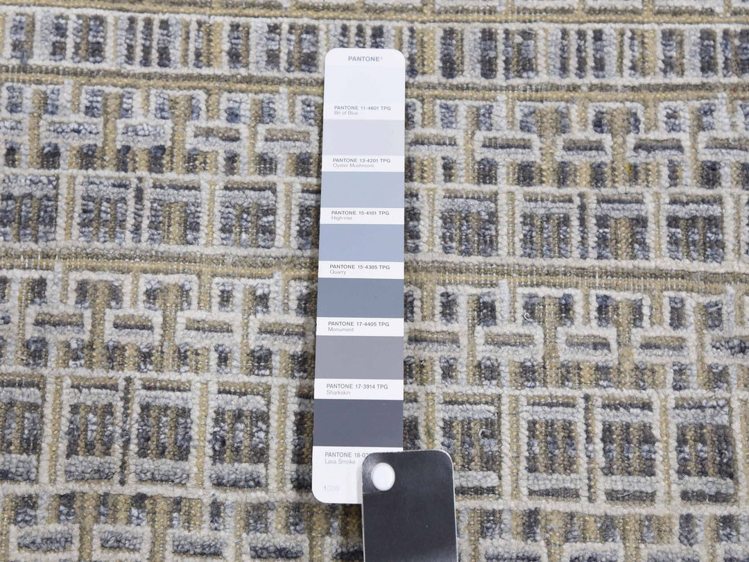 14'0" x 20'4" New Hand Knotted Grey Wool & Silk Rectangle Oriental Rug - MOA10275173