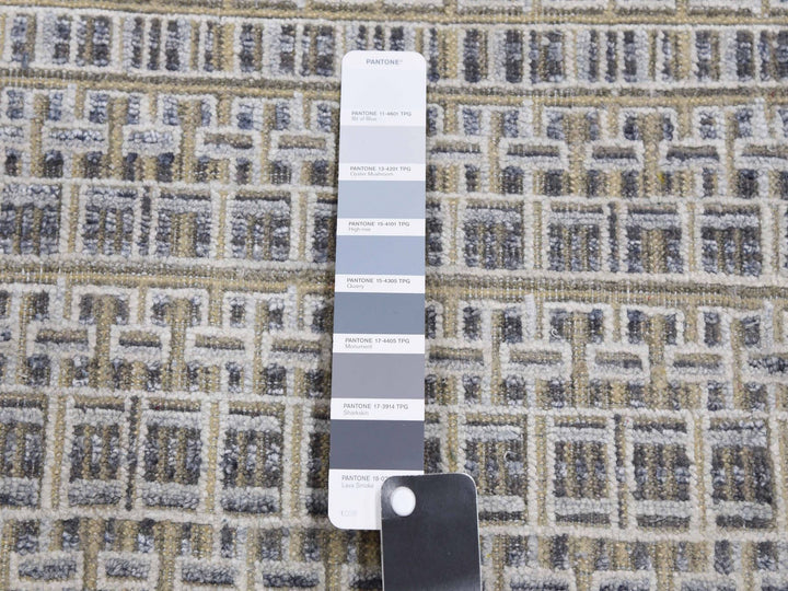 14'0" x 20'4" New Hand Knotted Grey Wool & Silk Rectangle Oriental Rug - MOA10275173