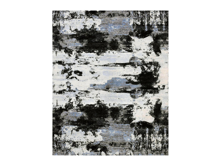 7'10" x 9'10" New Hand Knotted Black Wool Rectangle Oriental Rug - MOA10275178
