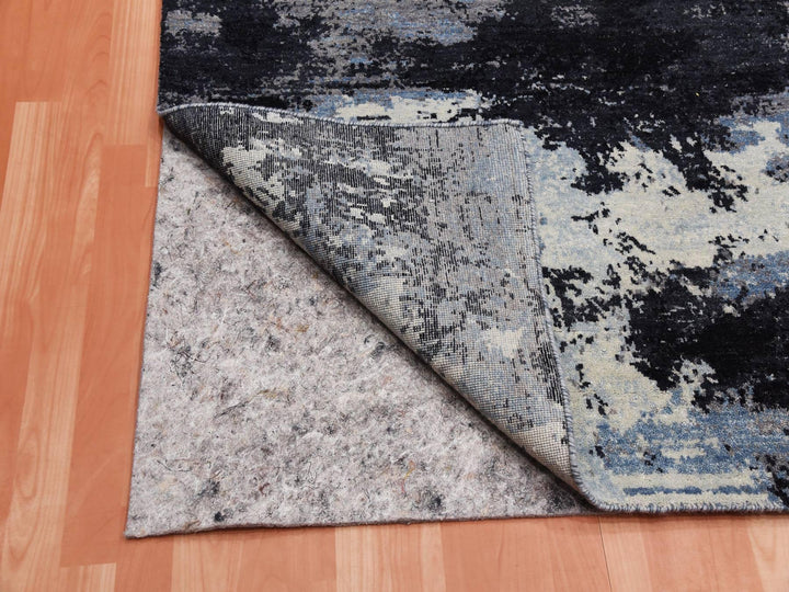 7'10" x 9'10" New Hand Knotted Black Wool Rectangle Oriental Rug - MOA10275178