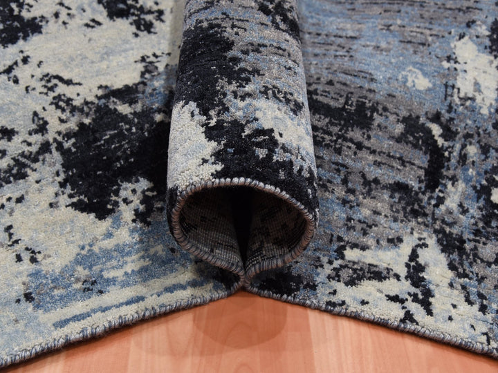 7'10" x 9'10" New Hand Knotted Black Wool Rectangle Oriental Rug - MOA10275178