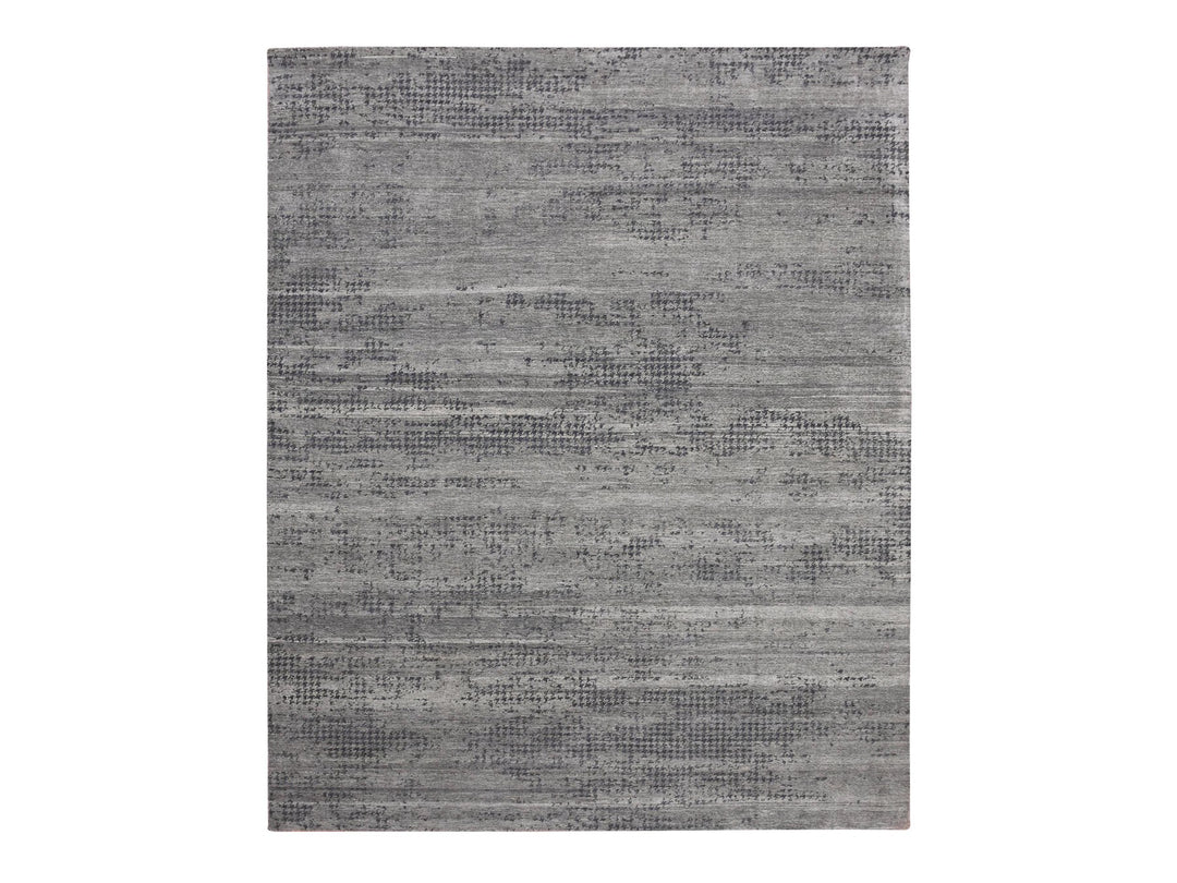 8'0" x 10'1" New Hand Knotted Grey Silk Rectangle Oriental Rug - MOA10275179
