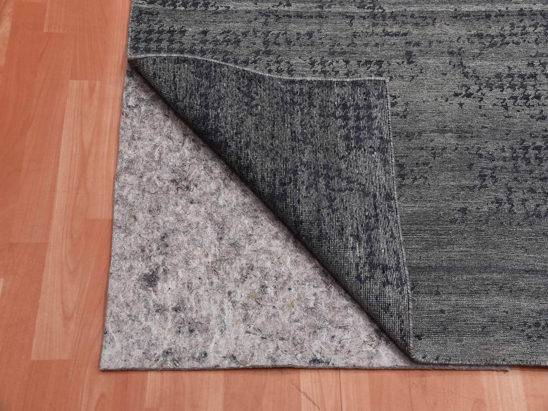8'0" x 10'1" New Hand Knotted Grey Silk Rectangle Oriental Rug - MOA10275179