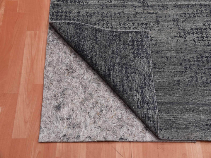 8'0" x 10'1" New Hand Knotted Grey Silk Rectangle Oriental Rug - MOA10275179