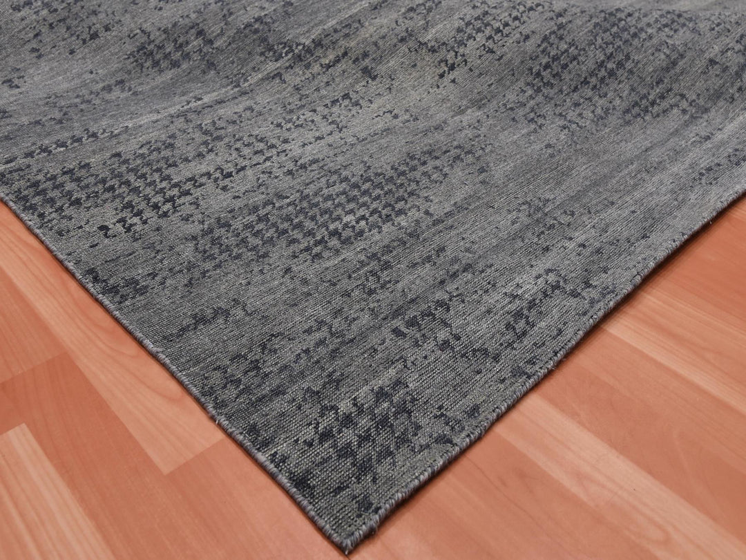 8'0" x 10'1" New Hand Knotted Grey Silk Rectangle Oriental Rug - MOA10275179