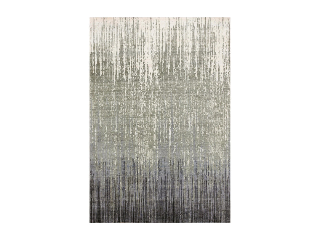6'1" x 9'2" New Hand Knotted Grey Wool Rectangle Oriental Rug - MOA10275182