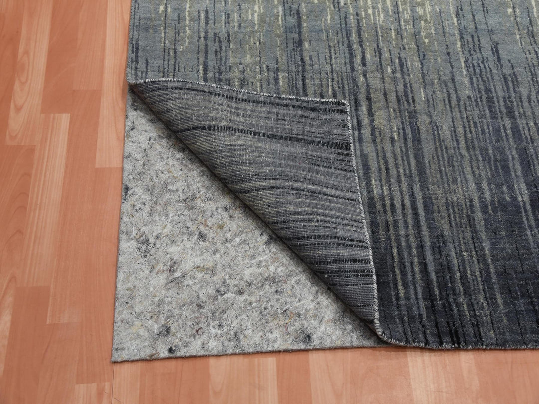 6'1" x 9'2" New Hand Knotted Grey Wool Rectangle Oriental Rug - MOA10275182