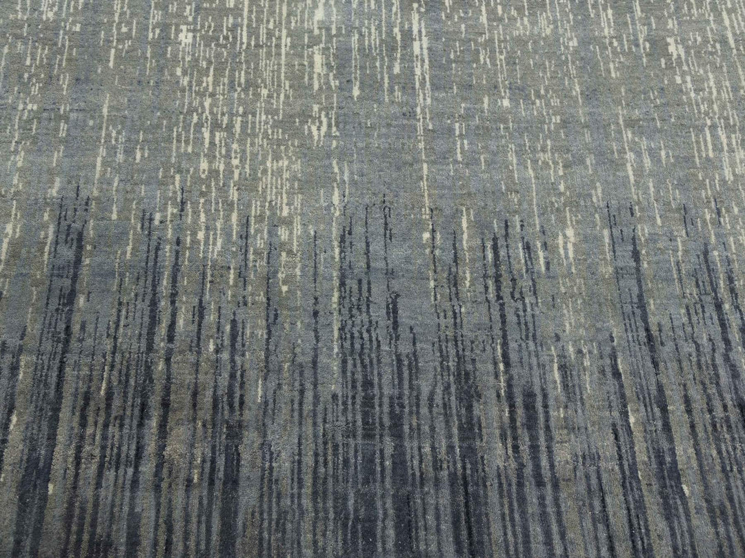 6'1" x 9'2" New Hand Knotted Grey Wool Rectangle Oriental Rug - MOA10275182