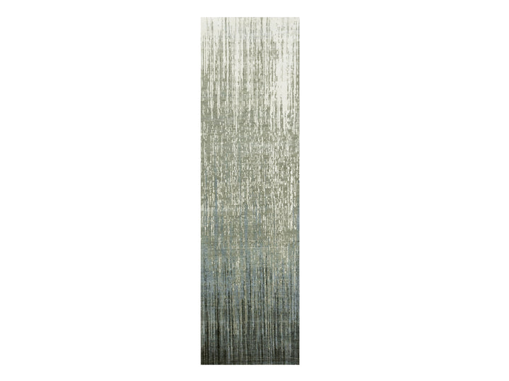 2'6" x 10'2" New Hand Knotted Grey Wool Runner Oriental Rug - MOA10275183