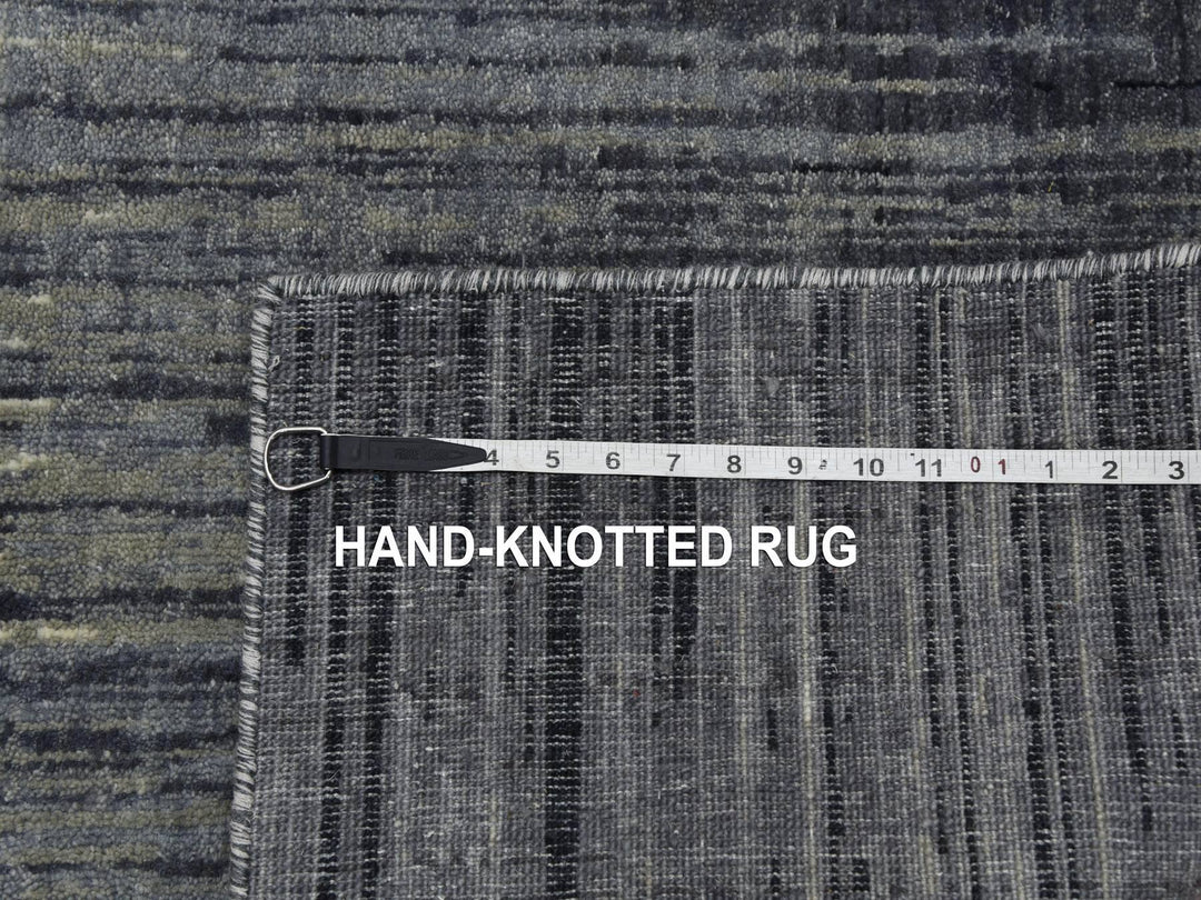 2'6" x 10'2" New Hand Knotted Grey Wool Runner Oriental Rug - MOA10275183