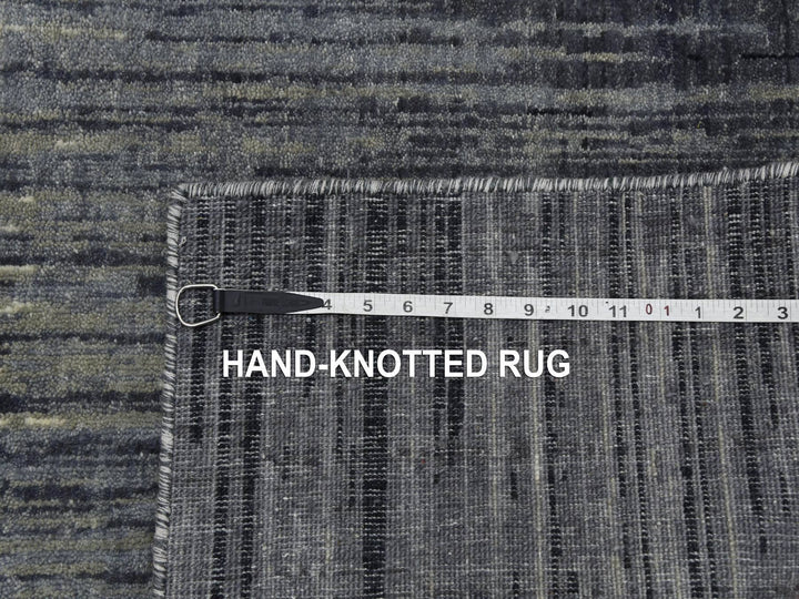 2'6" x 10'2" New Hand Knotted Grey Wool Runner Oriental Rug - MOA10275183