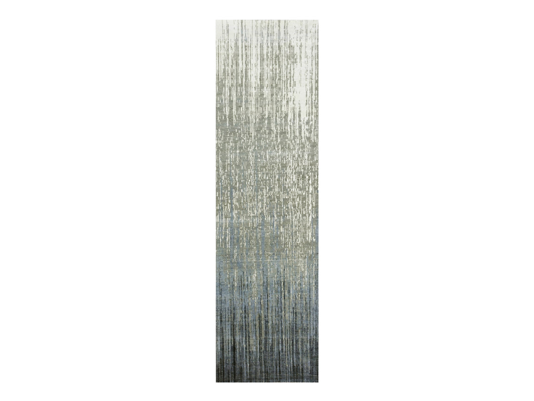 2'6" x 10'2" New Hand Knotted Grey Wool Runner Oriental Rug - MOA10275184
