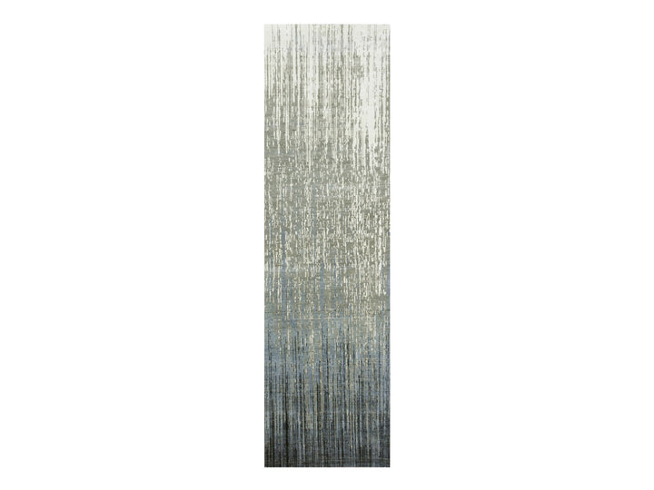 2'6" x 10'2" New Hand Knotted Grey Wool Runner Oriental Rug - MOA10275184