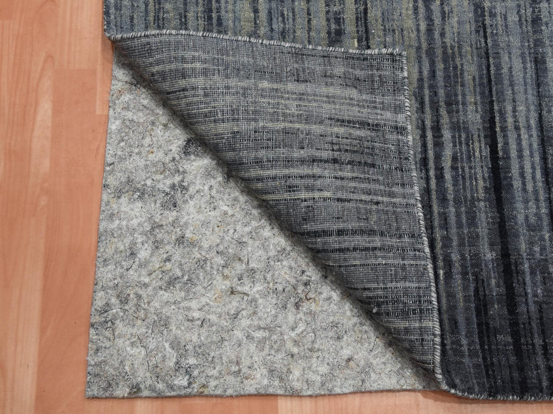 2'6" x 10'2" New Hand Knotted Grey Wool Runner Oriental Rug - MOA10275184