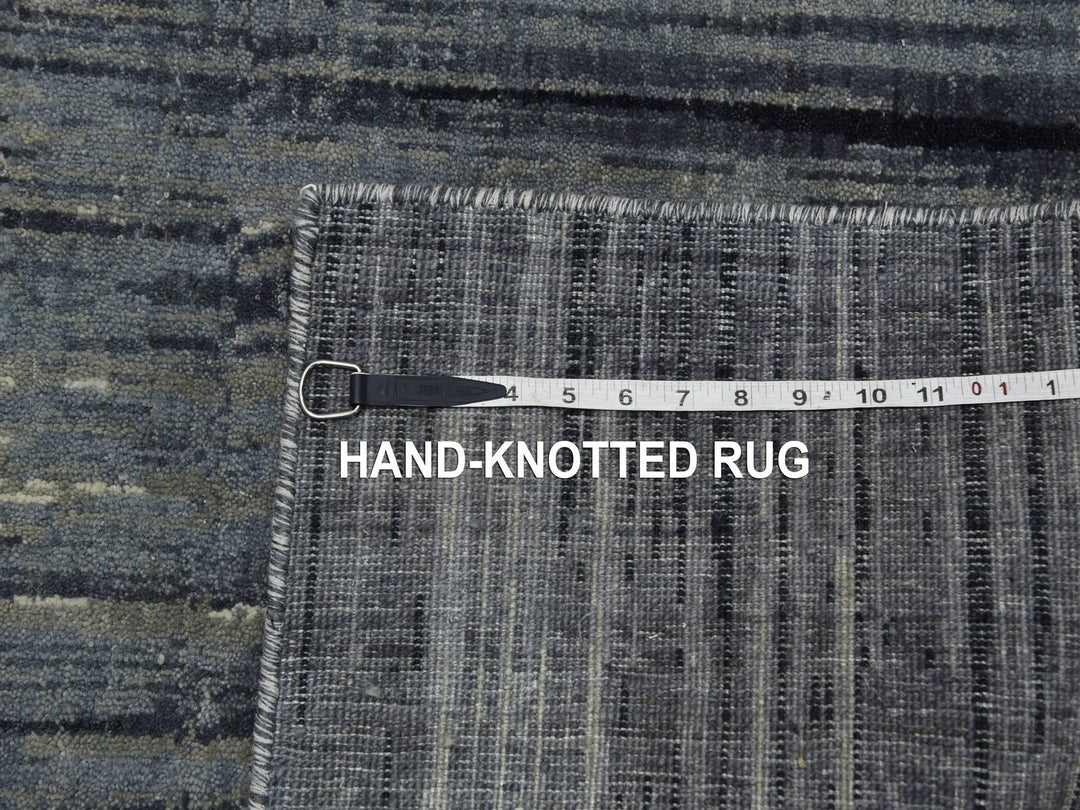 2'6" x 10'2" New Hand Knotted Grey Wool Runner Oriental Rug - MOA10275184