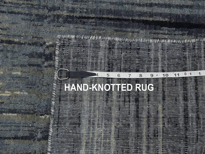 2'6" x 10'2" New Hand Knotted Grey Wool Runner Oriental Rug - MOA10275184