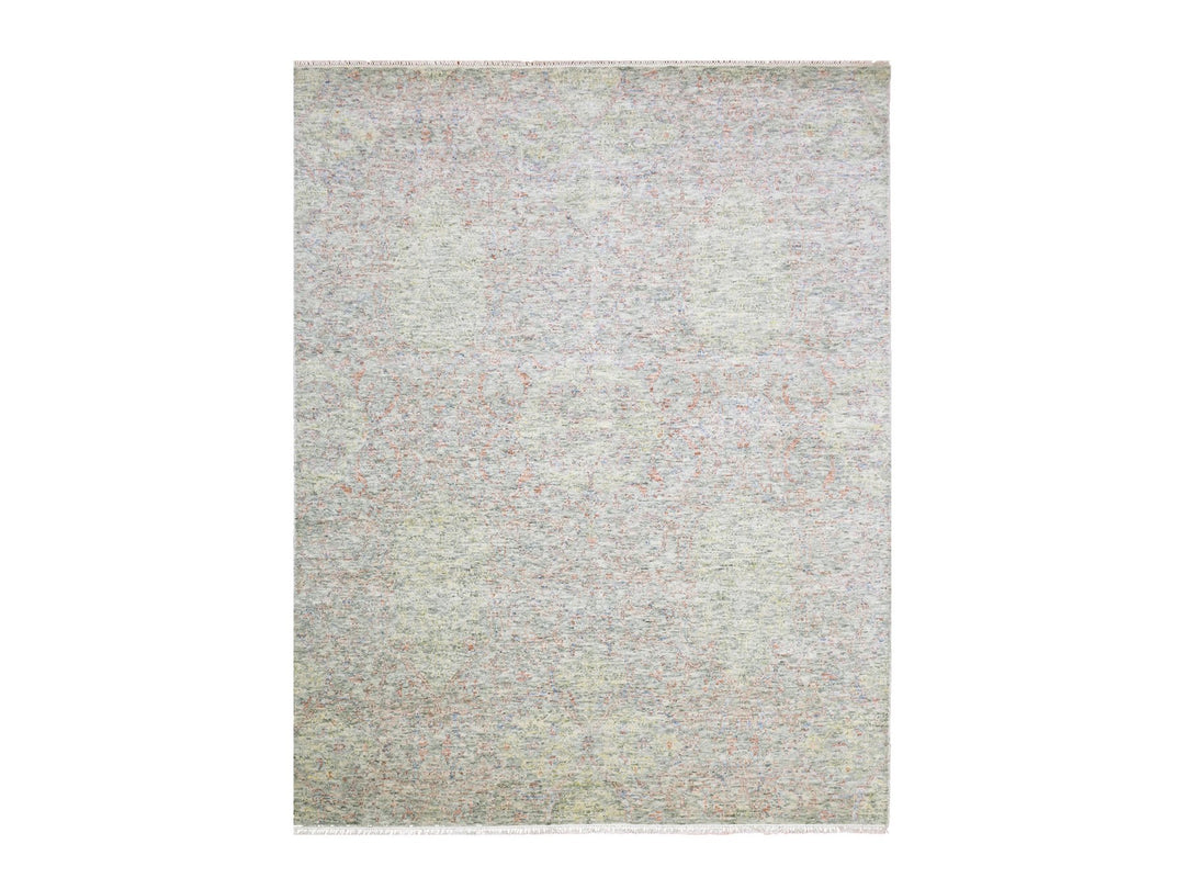 8'0" x 10'2" New Hand Knotted Grey Wool Rectangle Oriental Rug - MOA10275185