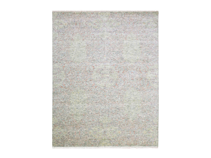8'0" x 10'2" New Hand Knotted Grey Wool Rectangle Oriental Rug - MOA10275185