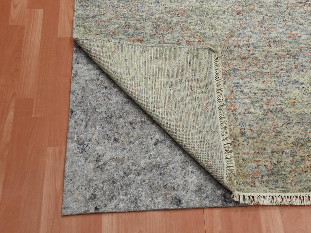 8'0" x 10'2" New Hand Knotted Grey Wool Rectangle Oriental Rug - MOA10275185