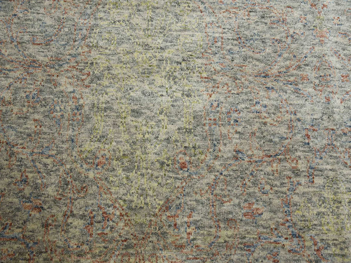 8'0" x 10'2" New Hand Knotted Grey Wool Rectangle Oriental Rug - MOA10275185