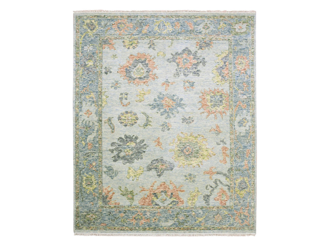 8'0" x 10'0" New Hand Knotted Grey Wool Rectangle Oriental Rug - MOA10275186
