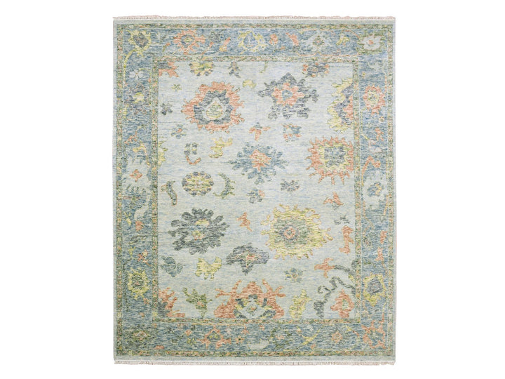 8'0" x 10'0" New Hand Knotted Grey Wool Rectangle Oriental Rug - MOA10275186