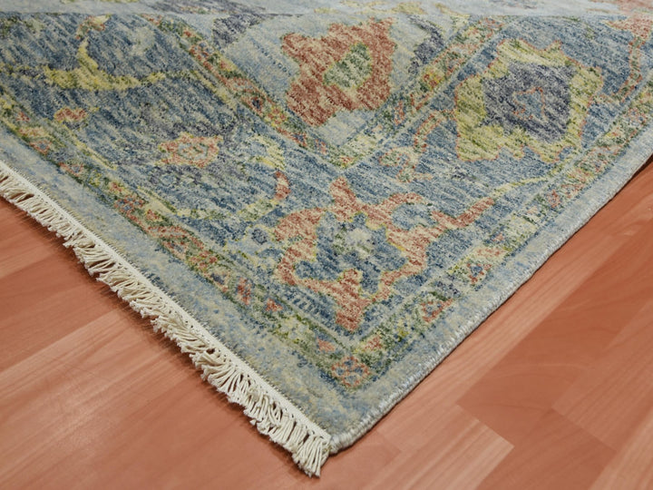 8'0" x 10'0" New Hand Knotted Grey Wool Rectangle Oriental Rug - MOA10275186