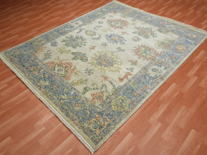 8'0" x 9'9" New Hand Knotted Ivory Wool Rectangle Oriental Rug - MOA10275188