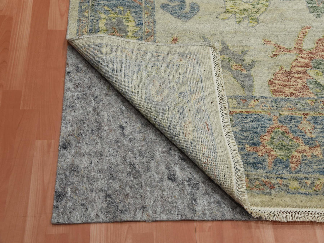 8'0" x 9'9" New Hand Knotted Ivory Wool Rectangle Oriental Rug - MOA10275188