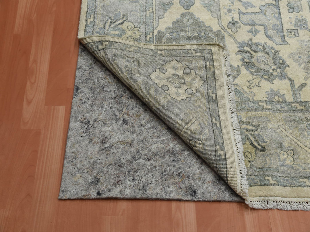 9'1" x 12'1" New Hand Knotted Ivory Silk Rectangle Oriental Rug - MOA10275192