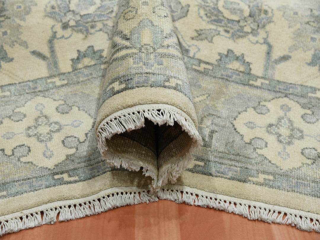 9'1" x 12'1" New Hand Knotted Ivory Silk Rectangle Oriental Rug - MOA10275192
