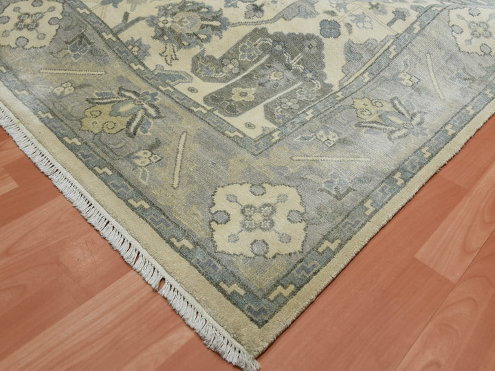 9'1" x 12'1" New Hand Knotted Ivory Silk Rectangle Oriental Rug - MOA10275192