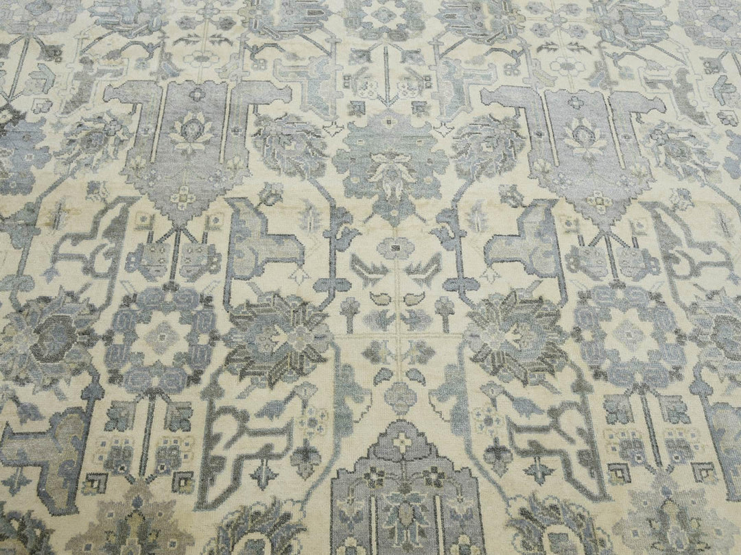 9'1" x 12'1" New Hand Knotted Ivory Silk Rectangle Oriental Rug - MOA10275192