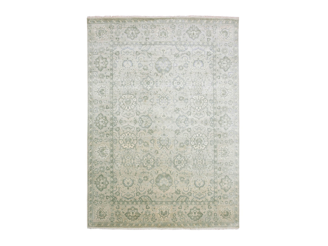 8'6" x 12'0" New Hand Knotted Grey Silk Rectangle Oriental Rug - MOA10275193