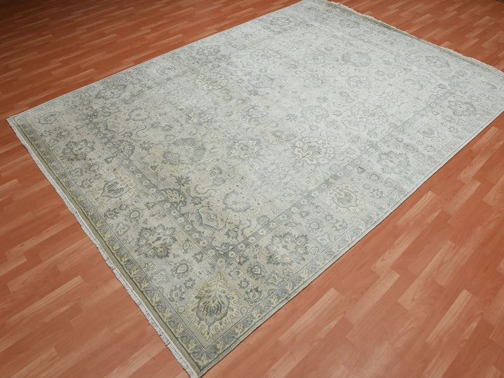 8'6" x 12'0" New Hand Knotted Grey Silk Rectangle Oriental Rug - MOA10275193