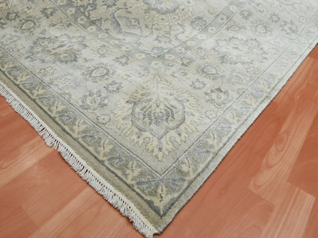 8'6" x 12'0" New Hand Knotted Grey Silk Rectangle Oriental Rug - MOA10275193