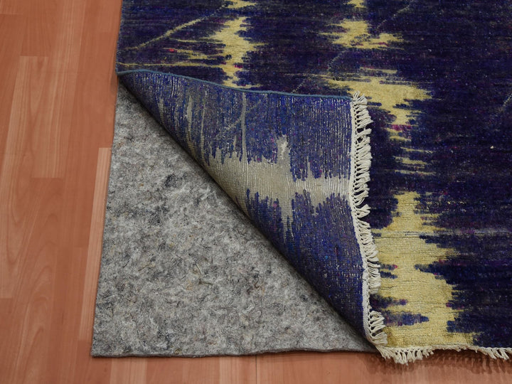 8'8" x 12'1" New Hand Knotted Purple Wool & Silk Rectangle Oriental Rug - MOA10275196