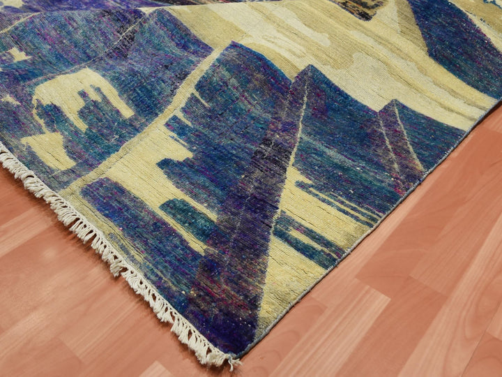8'8" x 12'1" New Hand Knotted Purple Wool & Silk Rectangle Oriental Rug - MOA10275196